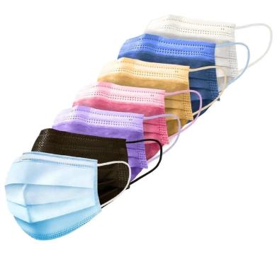 Masti medicale 3 straturi cu elastic IIR - colorate - 50 buc