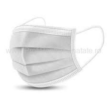 Masti medicale 3 straturi cu elastic - culoare alba (50 buc)