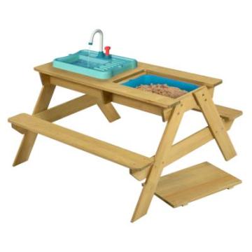 Masuta de picnic cu bancute din lemn si lada TP Toys