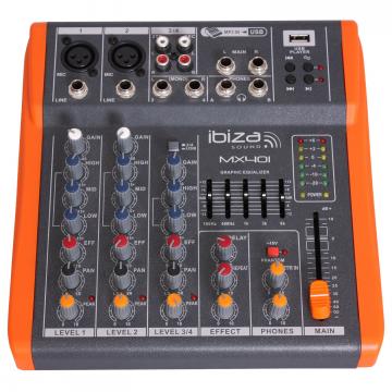 Mixer audio, Ibiza Sound MX401, 4 canale, efecte si USB