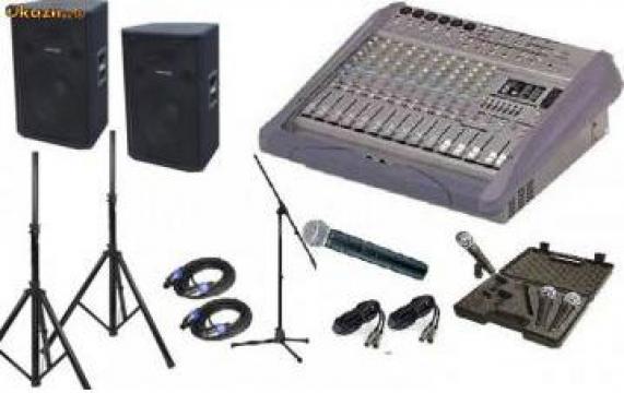 Mixer audio cu putere incorporat, boxe studio M, microfoane