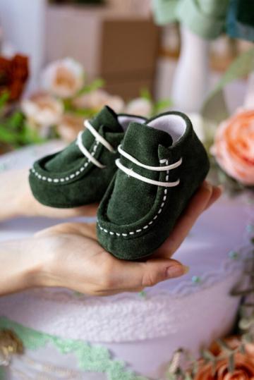 Mocasini piele naturala - verde