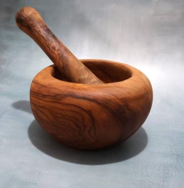 Mojar cu pistil Rotund din lemn de maslin