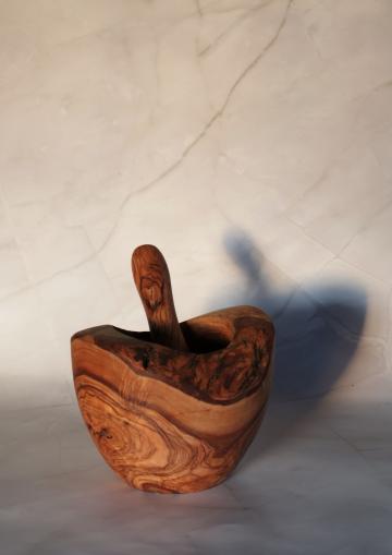 Mojar cu pistil Rustic din lemn de maslin