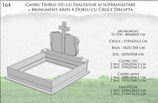 Monument aripi 4 dublu cu cruce dreapta + cadru dublu (H)
