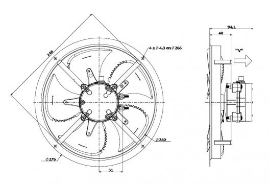 Motor ventilator cu paleta FN017 4QA UA V5P3