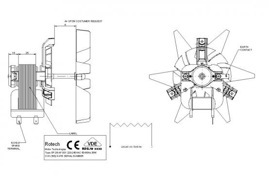 Motor ventilator pentru cuptor Rotech SP-25-AF-001, 38W