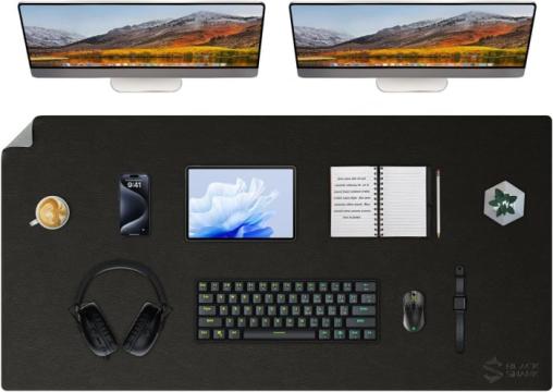 Mouse pad XXL negru, din piele artificiala, 1200x600x3 mm