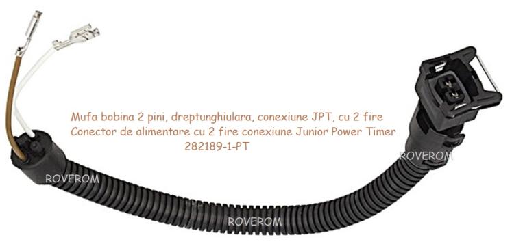 Mufa / conector AMP Junior Timer 2 pini, cu 2 fire, JCB