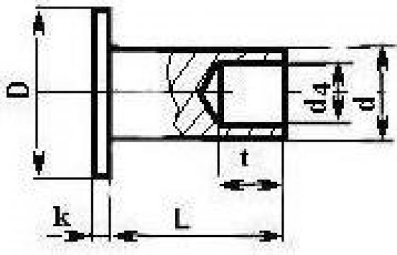 Nit otel cap cilindric plat, gaurit/ 8x45