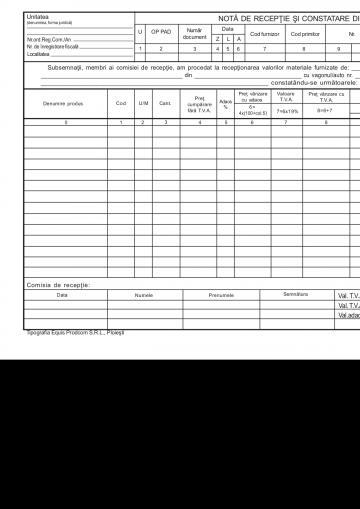 Nota intrare receptie 11 coloane