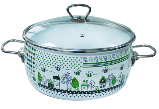 Oala emailata ruseasca 5l, D24cm, Raki Green Life, cu capac