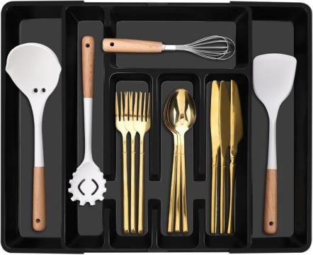 Organizator negru pentru sertar tacamuri 36.57x26.92x4.57 cm