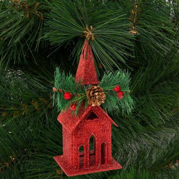 Ornament de brad cu agatatoare - biserica - 16 x 6.5 cm