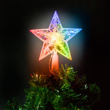 Ornament de pom de Craciun, stea, 10 LED-15 cm, RGB