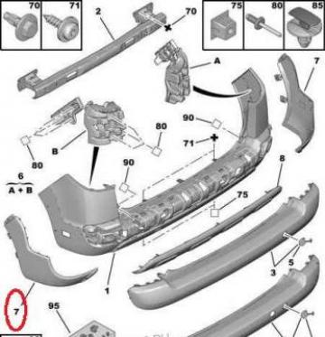 Ornament dreapta bara spate Peugeot 207 7452PF