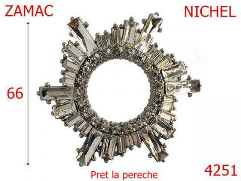 Ornament rotund incaltaminte 66 mm zamac nichel 4251
