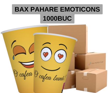 Pahare carton automate Emoticons 8oz bax 1000 buc