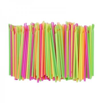 Paie jumbo colorate drepte cu lingurita (500buc)