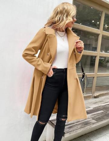 Palton elegant pentru femei, gros, casual, kaki 2XL