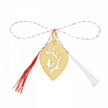 Pandantiv martisor din argint placat cu aur, Singing Bird