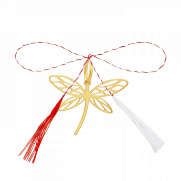 Pandantiv martisor din argint placat cu aur, libelula