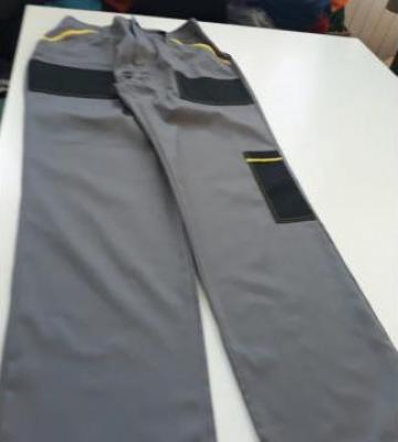 Pantalon de paza gri cu insertii galbene
