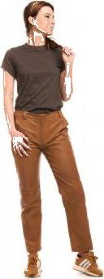 Pantalon din piele naturala caramel