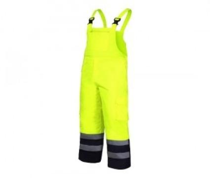 Pantalon reflectorizant cu pieptar / galben - 2XL