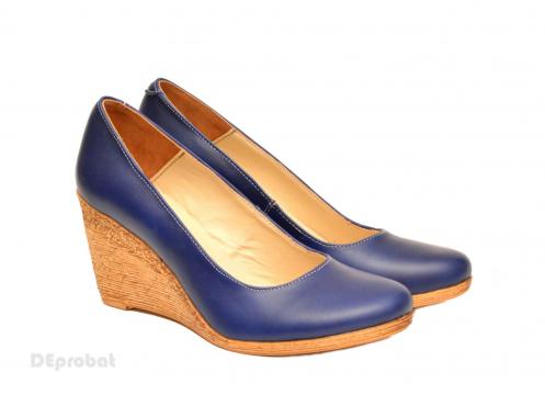 Pantofi albastri dama eleganti - casual din piele naturala