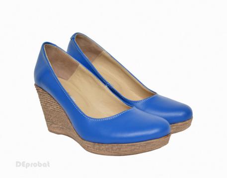 Pantofi albastru electric dama eleganti - casual din piele