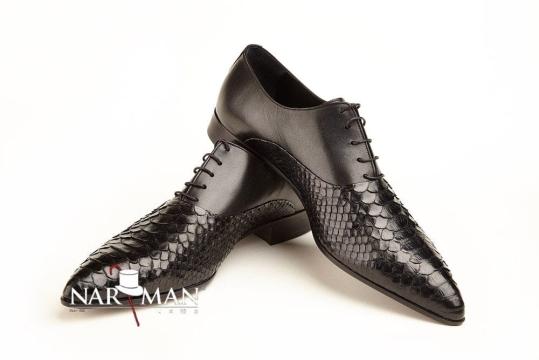 Pantofi barbatesti eleganti, negri, piele, cu siret, Narman