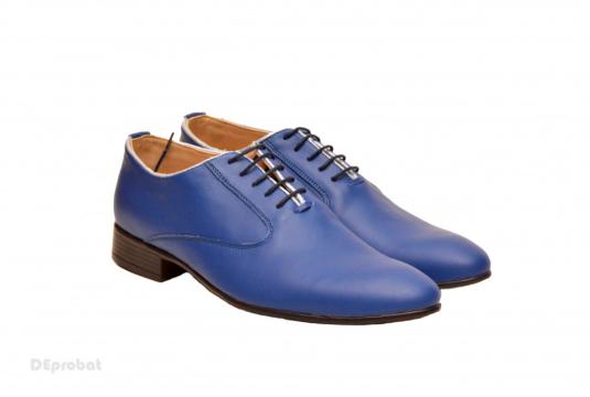 Pantofi barbati piele naturala albastri casual-eleganti