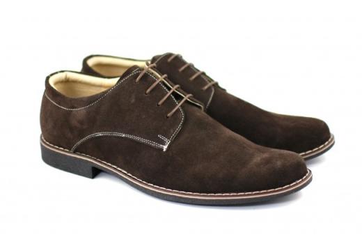 Pantofi barbati piele naturala velur maro casual-eleganti