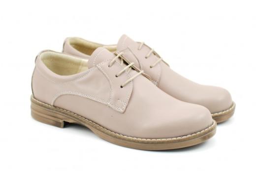 Pantofi dama bej casual-eleganti din piele naturala