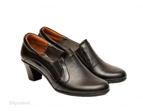 Pantofi dama eleganti negri din piele naturala cu toc 6 cm