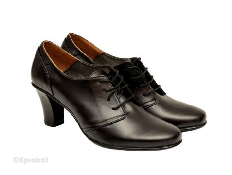 Pantofi dama eleganti negri din piele naturala cu toc 7 cm