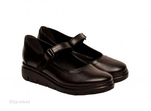 Pantofi dama negri cu bareta din piele naturala P179