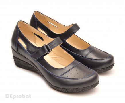 Pantofi dama piele naturala bleumarin cu platforma P57