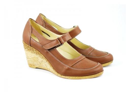 Pantofi dama piele naturala maro cu platforma P74M