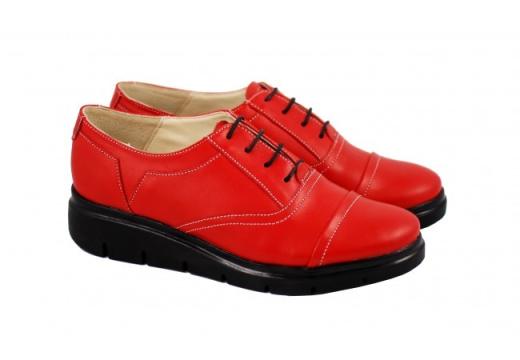 Pantofi dama rosii casual-eleganti din piele naturala