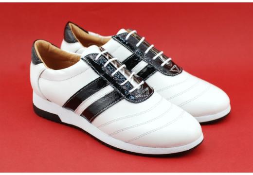 Pantofi sport dama piele naturala alb cu negru P86