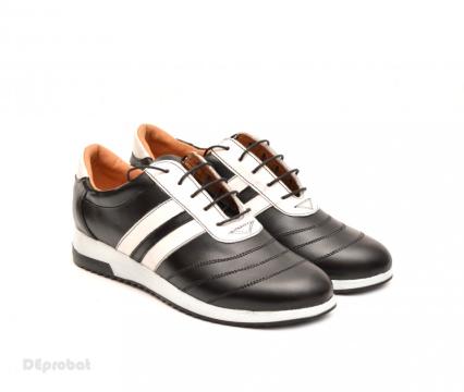 Pantofi sport dama piele naturala negru cu alb P78