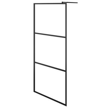 Paravan dus walk-in, negru, 90x195 cm, sticla ESG