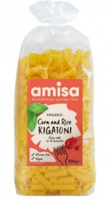 Paste rigatoni din orez si porumb fara gluten eco 500g Amisa