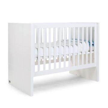 Pat bebe Quadro alb, 60x120cm, cu kit de transformare inclus