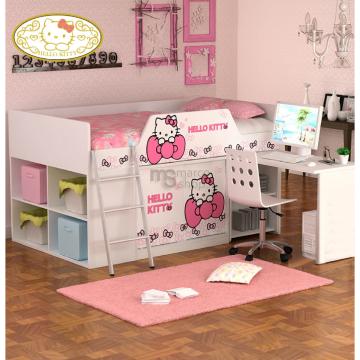 Pat copii suprapus cu birou Hello Kitty