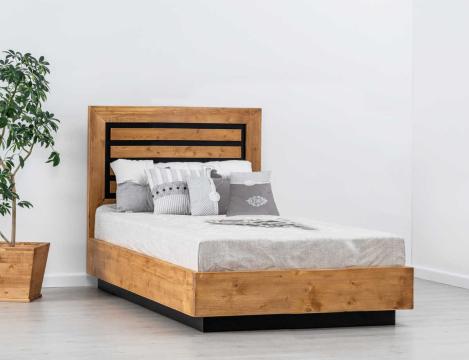 Pat dormitor lemn masiv, suport saltea inclus, 90 x200
