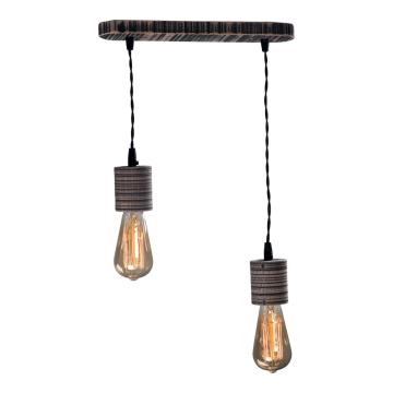 Pendul Ebony 2X E27 negru vintage EX-00026