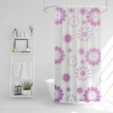 Perdea de dus - cu flori mov - 180 x 180 cm